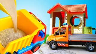 Машинки для малышей  - Грузовички везут песок Свинке Пеппе! – Видео игры на улице.